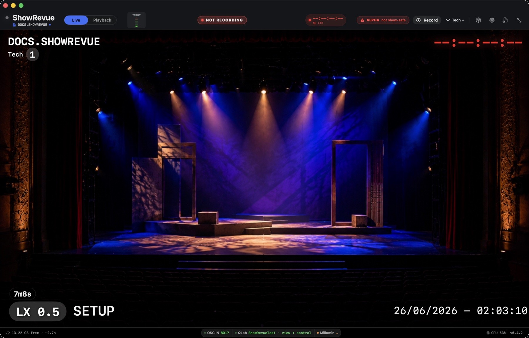 ShowRevue on the Live tab during a session