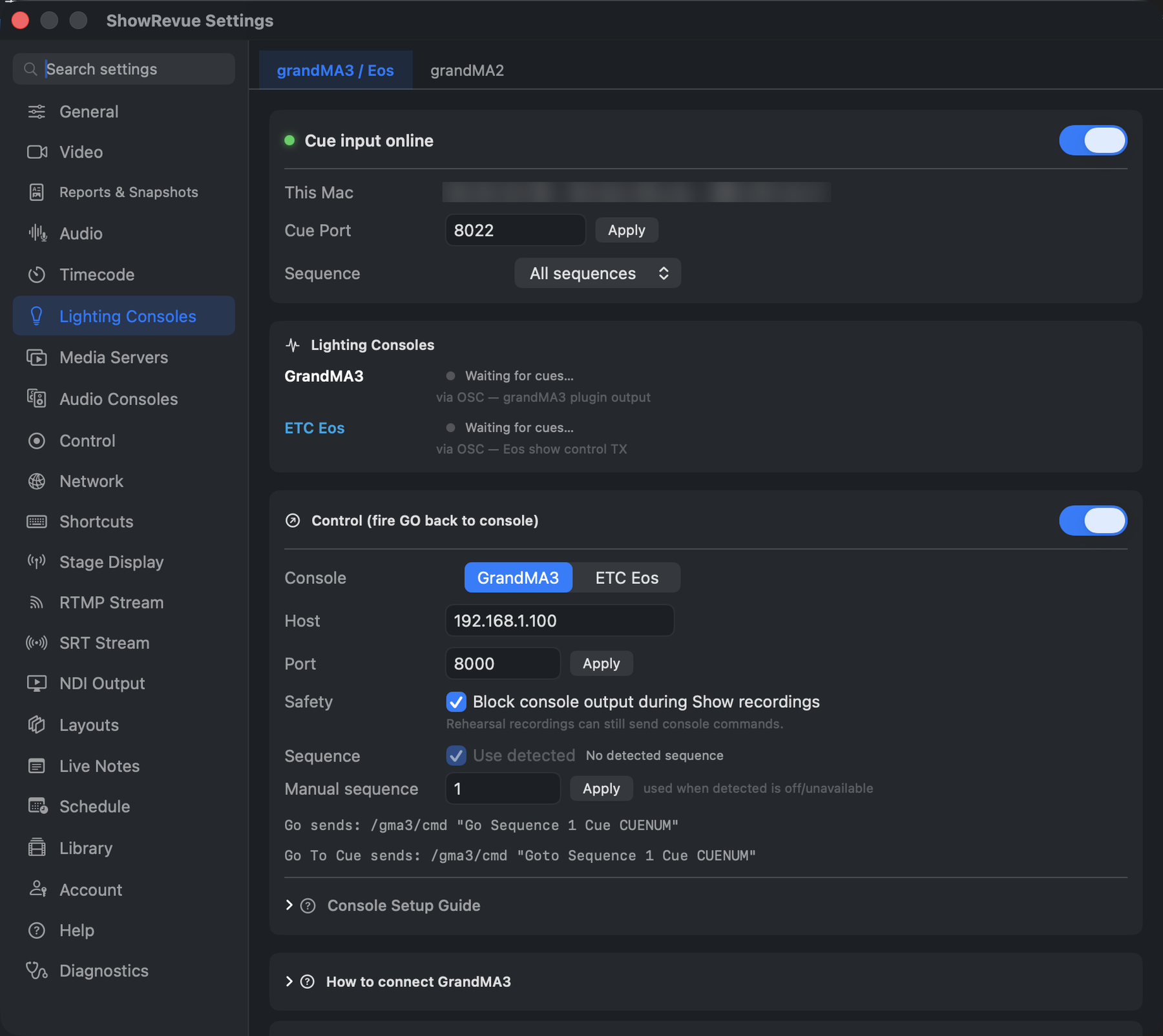 ShowRevue Lighting Consoles preferences for grandMA3