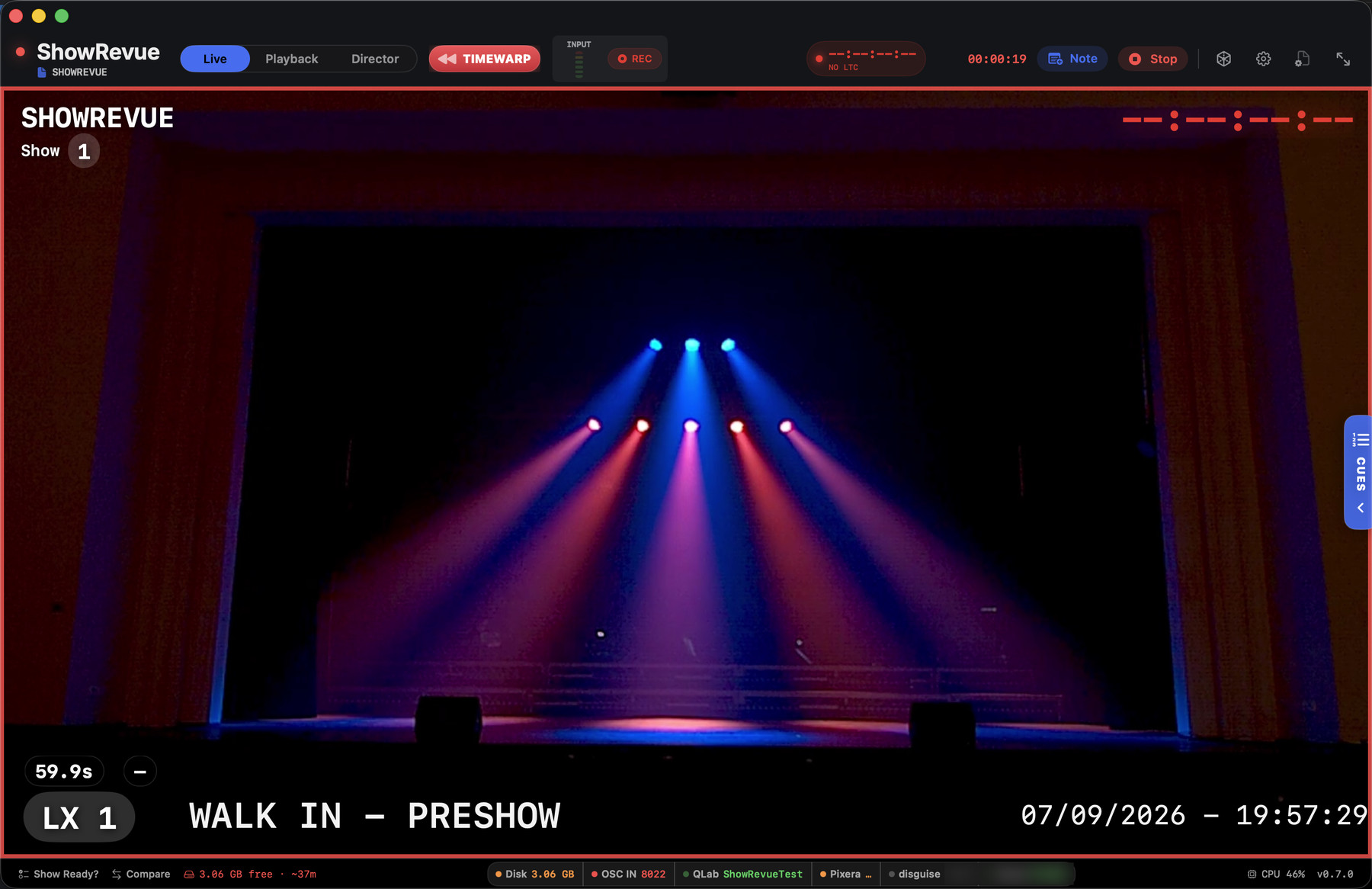 ShowRevue recording in progress