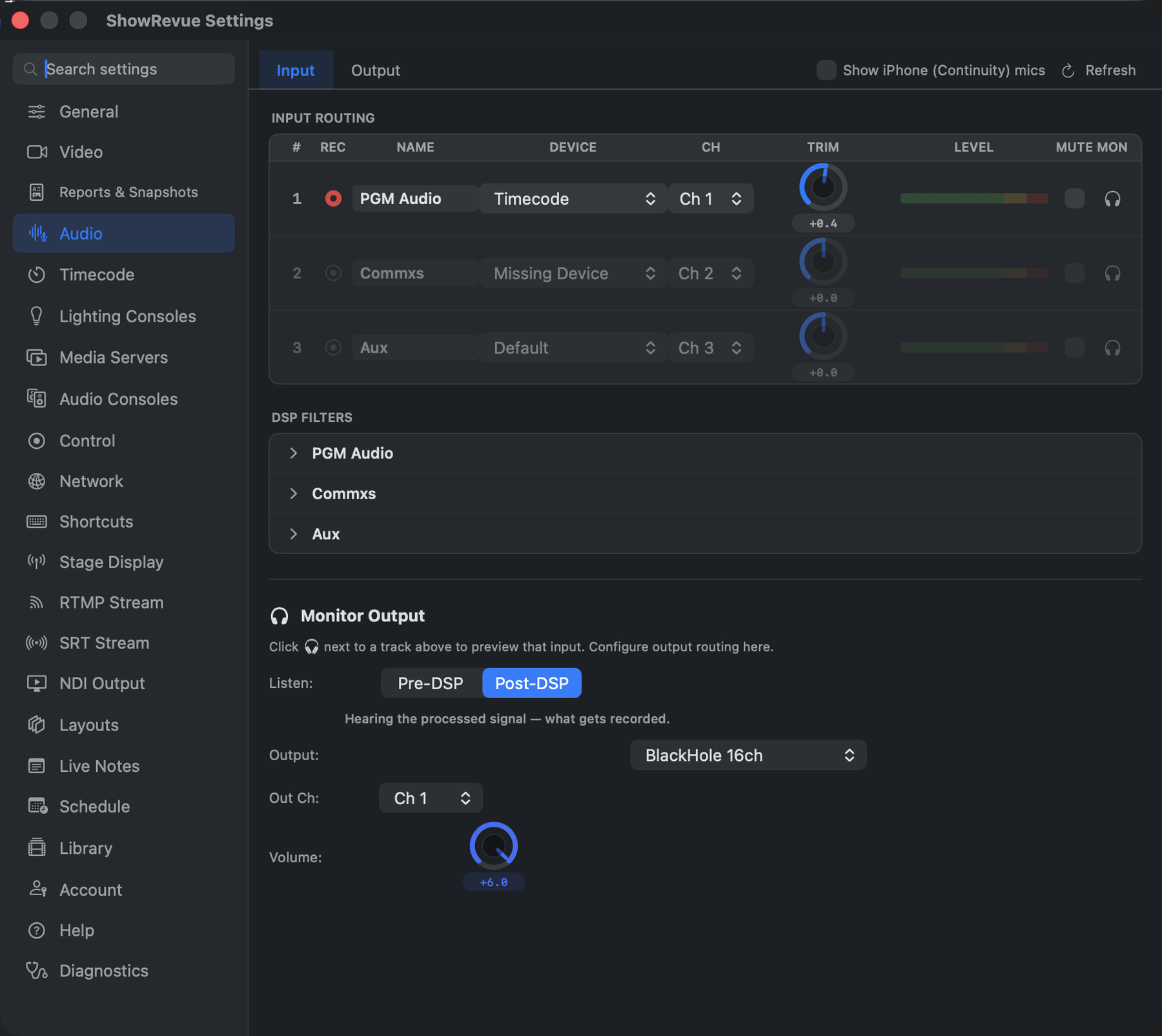 Preferences → Audio