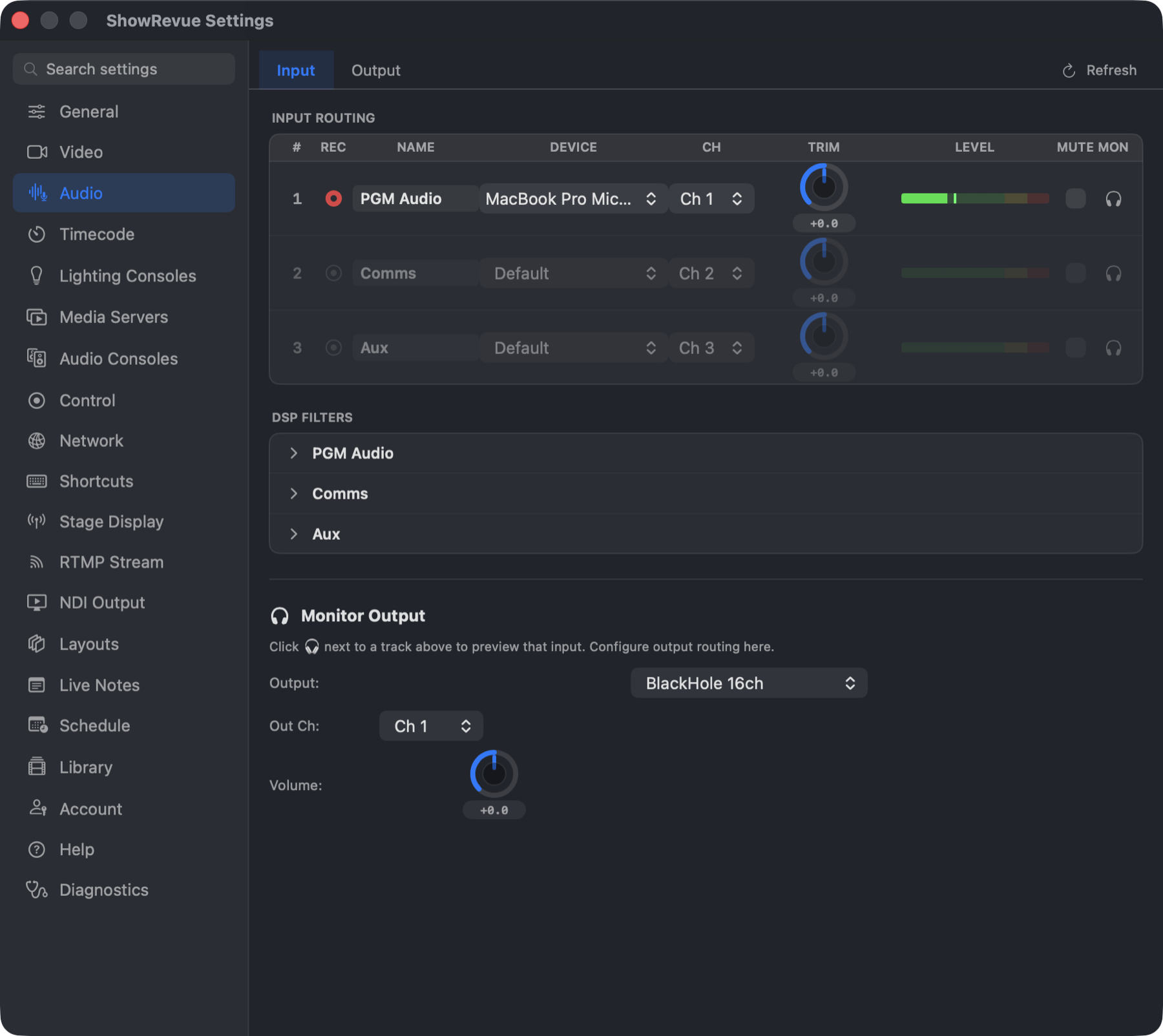 Preferences → Audio